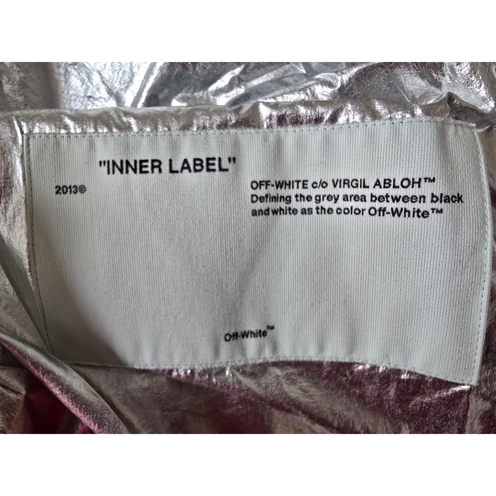 Off-White c/o Virgil Abloh Silver Metallic Long Puffer Coat Size S - Picture 7 of 8